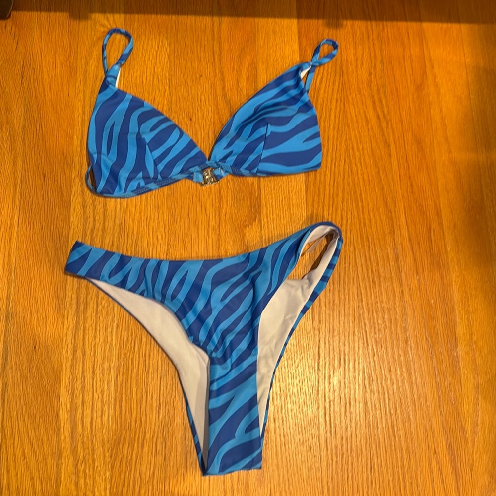 zebra blue bikini